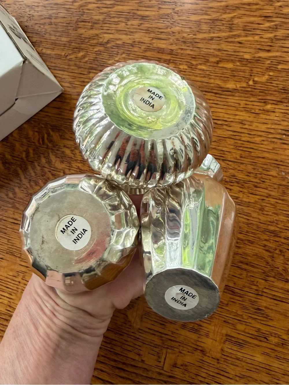 Restoration Hardware Silver Ribbed Vase Trio